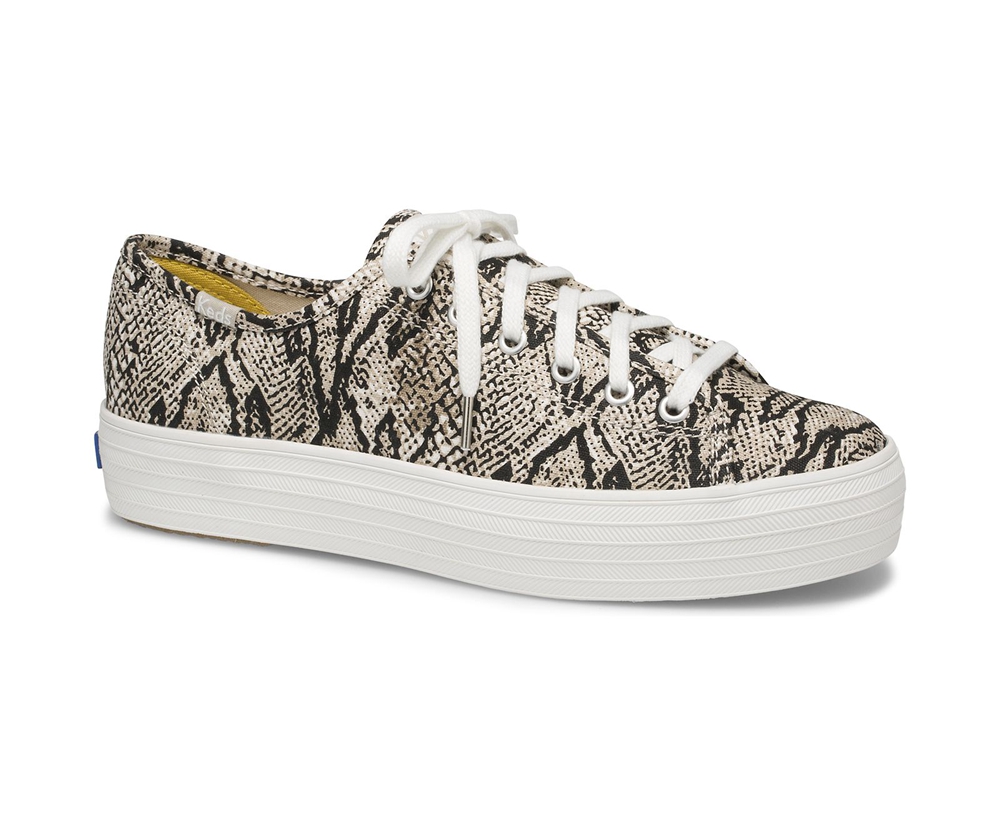 Zapatillas Keds Mujer Blancas/Negras - Triple Kick Snake - 152-ESMVTQ